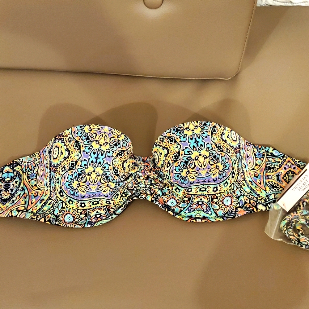 Victorias Secret colorful Strapless pushup bikini top- NWT